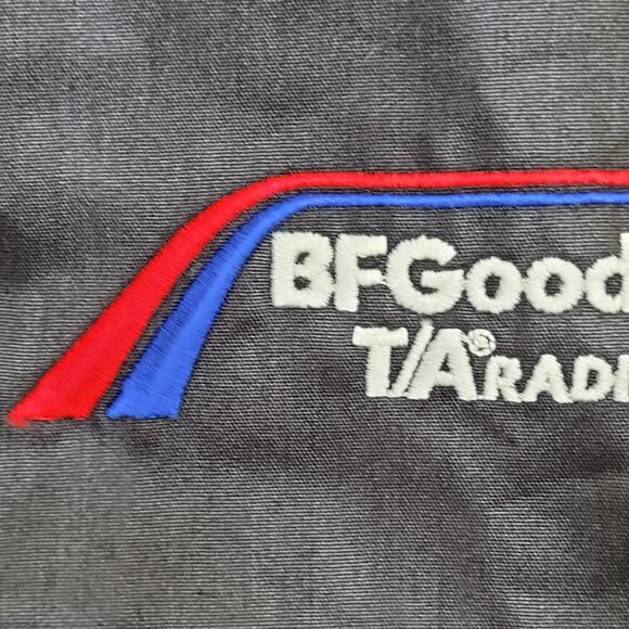 Vintage 80s BFGoodrich Racing Jacket Large 23x23 Boxy Crop Black Raglan - Picture 4 of 12